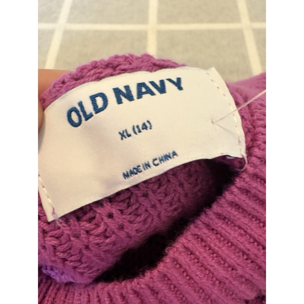 NWT 🪻Old Navy Purple Cable Knit Mock Neck Sweater Long Sleeve Sz youth XL-14💜 - Picture 4 of 7